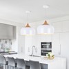POLITAMP Modern Large Pendant Lights,Wooden Dome Pendant Light Fixture,Adjustable Hanging