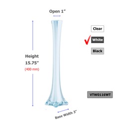 WGV Eiffel Tower Vase, Open 1", Height 16", (Multiple Sizes Choices) White Glass Floral Container with Sturdy Base, Flower Centerpiece for Wedding Event Home Decor, Arts Crafts, 1 Piece