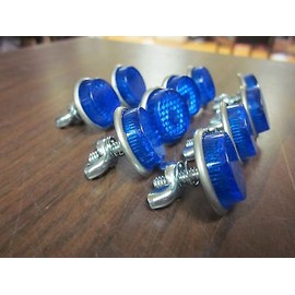LOT of ~10 ~ Blue ~ Round License Plate Bolt Reflector Bike Fasteners