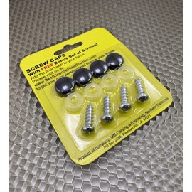 Set of Plastic License Plate Caps and Stainless Steel Screws - Black