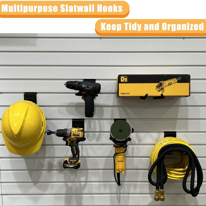 Juformin Adjustable Slatwall Hooks, Lockable Slatwall Weedeater Hanger, String Trimmer