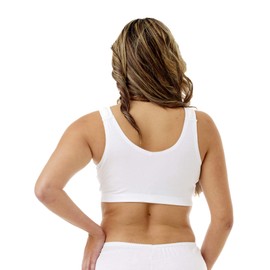 Underworks Mastectomy Bra with Pocket - Breastform Pads Included - Adjustable - Cotton Comfort and Leisure - 36-38-bcd - White