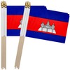 TSMD Cambodia Stick Flag Cambodian Small Mini Hand Held Flags,5x8