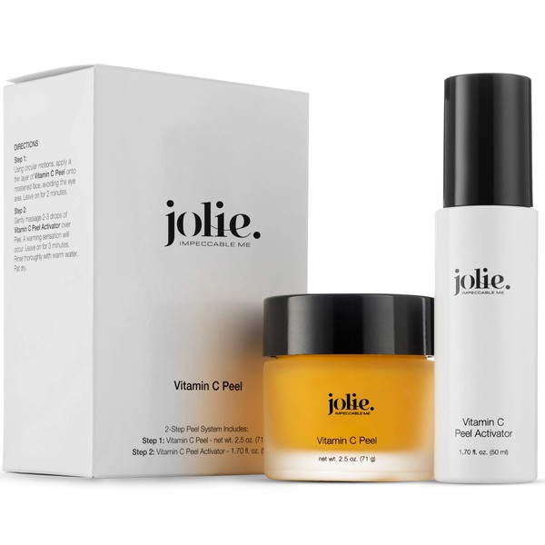 Jolie Proffesional Vitamin C Peel - Gentle Face Brightening & Illumitating Peeling Treatment System - 2 Step Kit