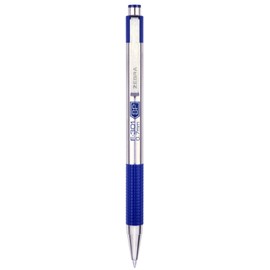 Zebra Pen F-301 Ballpoint Fine Point 0.7mm, Blue Easy-Glide Ink, Stainless Steel Retractable, Non-Slip Grip, Metal Clip, Refillable, Professional Design, Ideal for Gifts and Office, 12-Pack (27120)