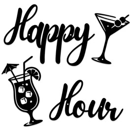 Happy Hour Bar Sign for Home Bar Decor – Metal Wall Decor & Man Cave Decor, Perfect as Bar Wall Decor and Bar Accessories for Indoor/Outdoor Use
