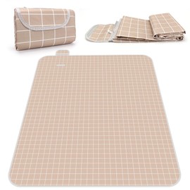 LangRay Leisure Sheet, Thick, Picnic Mat, Large, For 3 to 4 People, Insulated, Waterproof Back, Flower Viewing, Sports Events, Excursions, Outdoor Cushion, Green and White Go Board