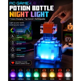 Potion Bottle Night Light for Gaming Decor – 7-Color Tap Control LED Lamp for Bedroom, Desk & Gifts