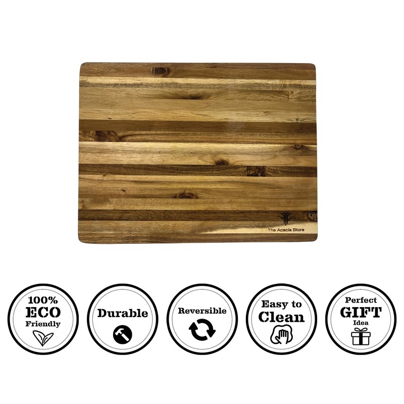 Acacia Wood Rectangular Cutting Board, Made in Vietnam 15.75 x