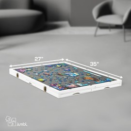 Jumbl Premium 1500-Piece Tilting Puzzle Board w/Felt Surface, 6 Removable Sorting Drawers Surface, Interlocking Cover | 27” x 35” Wooden Jigsaw Puzzle Table | Reinforced Hardwood Construction