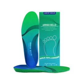 ARRIGO BELLO Insoles Men Women Walker Longer Comfortable Shoe Insert Cushioning Foam Without Muscle Fatigue Flexible Arch Support for Walking,Hiking,and Standing on Feet All-Day(Green,S)
