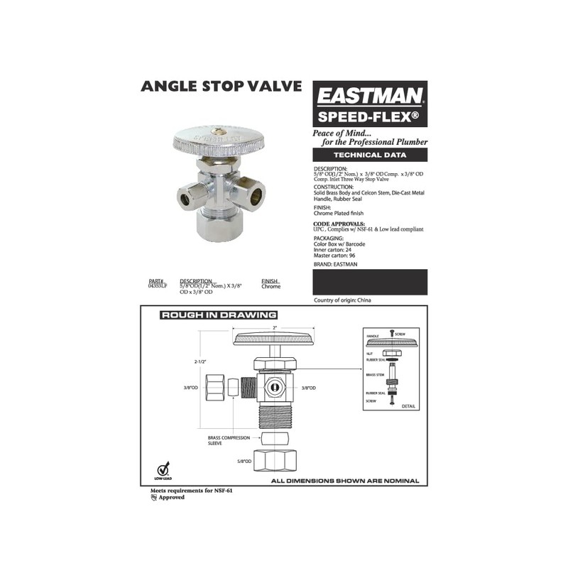 Eastman 3/8 Inch x 3/8 Inch x 5/8 In. OD