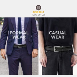 LCG LUCHENGYI Mens Genuine Leather Dress Belt Classic Casual Belt with Single Prong Buckle for Jeans Pants Work and Business