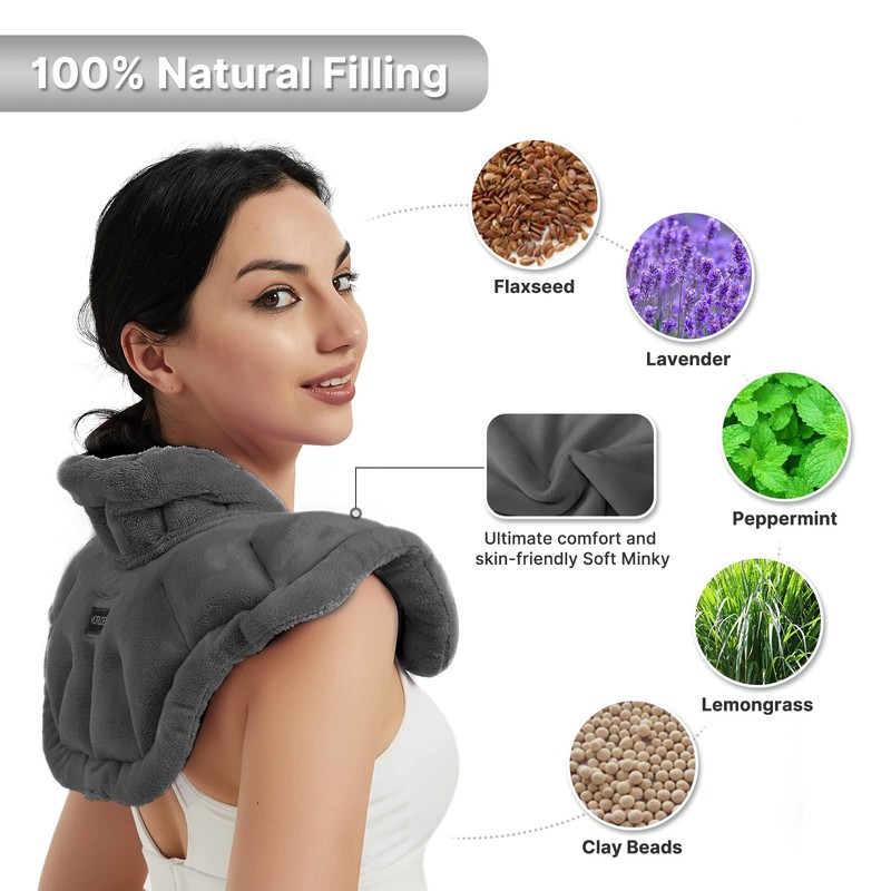 MORLIDEN Neck Heating Pad Microwavable for Shoulders, Warmer Wrap Microwave
