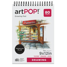 artPOP! Drawing Pad, 9" x 12", 50 Sheets, 80 lb/135 GSM, Acid-Free, Top Wirebound, Artist Paper for Drawing & Sketching, Students & Adults, Colored Pencil, Graphite, Charcoal, Pastels
