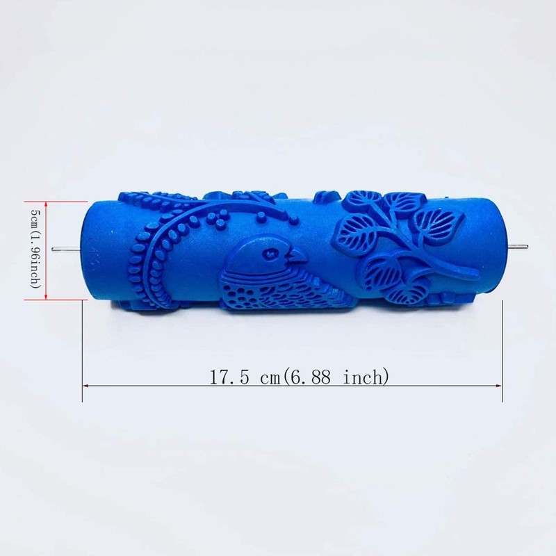 Patterned Paint Roller Decorative, 7 Inch Texture Rubber Roller with