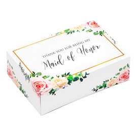 Pop Fizz Designs Maid of Honor Gift Box – Floral Style | Thank You Box for Bridesmaid Proposal or Wedding Party Gift