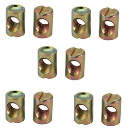 sourcing map M8 Thread 18 mm Length Slotted Drive Cross Dowel Bucket Nut Iron Bronze Tone Pack of 10