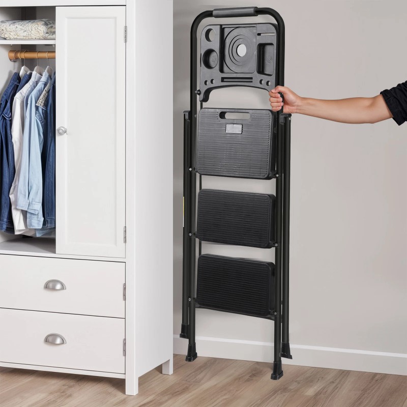 SEGAWE 3 Step Ladders Folding Step Stool Anti-Slip Pedals Compact