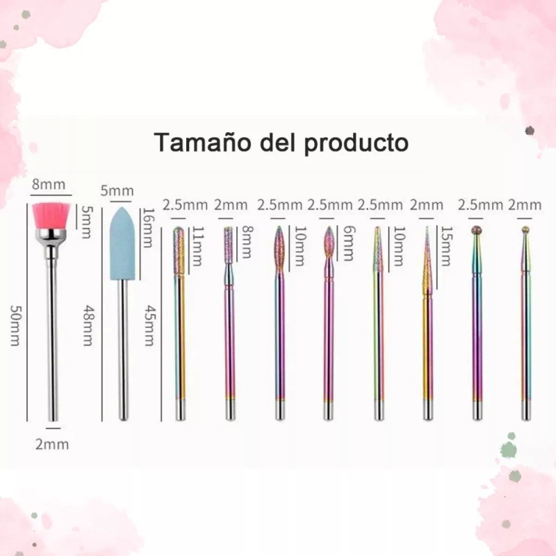 Universo en Linea 10 Piezas Puntas Para Uñas Limpiador De