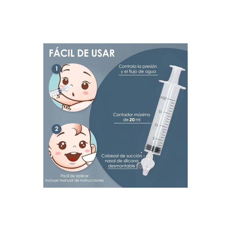 5 enjuagues nasales para bebes. 20 ml y Color transparente