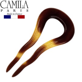 Camila Paris CP2639 French Twist Stick Clip Pins, Tortoise Shell, Wavy Hair Pins for Girls Spiral Updo, Fashion Flexible Durable and Styling Hair Accessories for Women, Made in France with Cellulose
