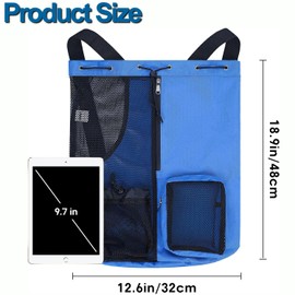 Drawstring Gym Bags with Zipper Pocket Swimming Drawstring Bag Backpack with Wet Pockets Beach Storage Backpacks Folding Into Pouch Mesh Swim Equipment Beach Bag for Swimming Gym and Workout Gear