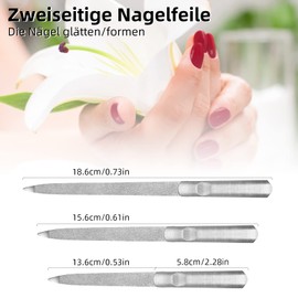 Set of 3 Nail Files High Quality 3 Sizes Two Sides Manicure Nail File Stainless Steel Nail File for Women Men Toenails Fingernails Gel Nails Manicure Salon (13.6/15.6/18.6 cm)