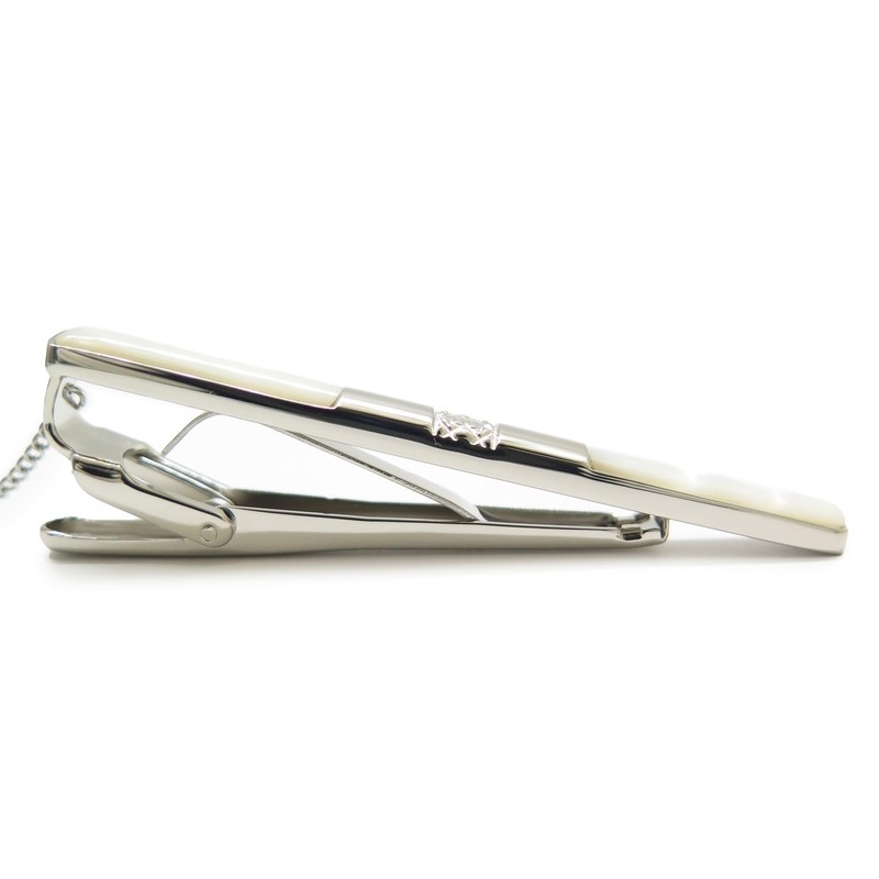 DAKS Emblem White Butterfly Tie Bar Tie Clip, Brass, No