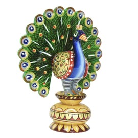 Wooden Hancrafted Traditional Indian Rajasthani Home Decor Decoration Table Décor Showpiece & Gifting (Dancing Peacock)
