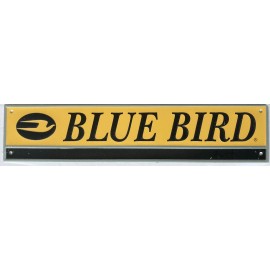 New - Blue Bird School Bus Metal Emblem Sign w/ Adhesive Backing 15"x3.25"