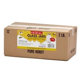 Little Giant® Glass Skep Jar | Honey Jar | Airtight Lid | Glass Bottle | 12 Pack | 32 Ounce
