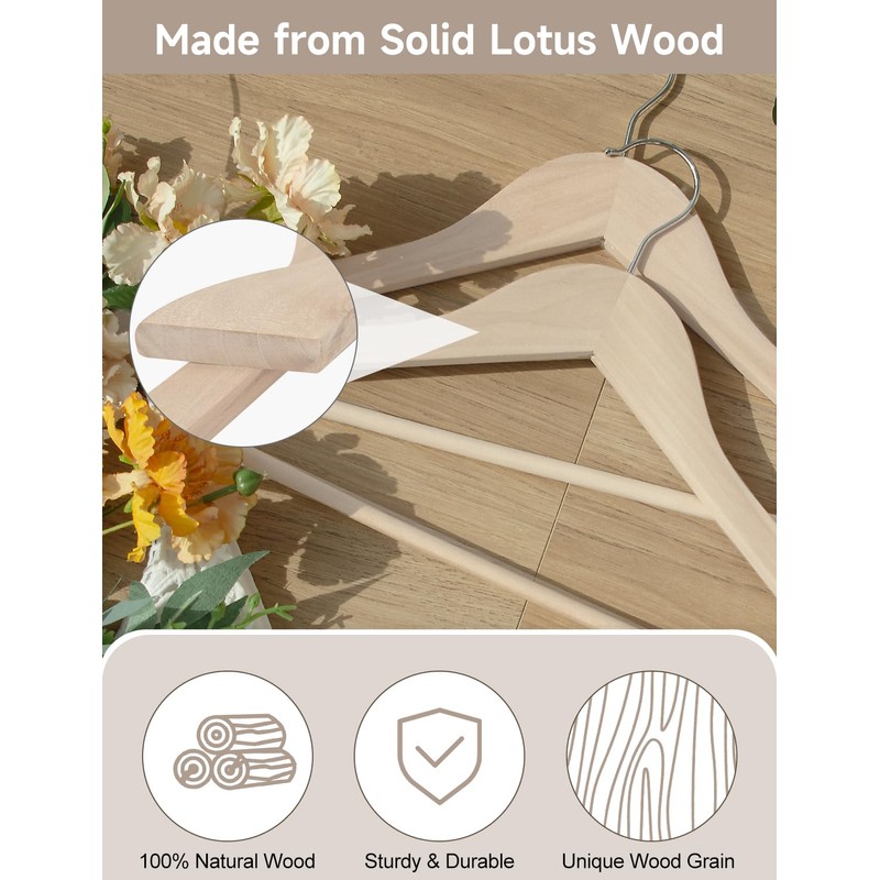 StorageWorks Clothes Hanger 20 Pack, Wooden Coat Hangers for Shirts,