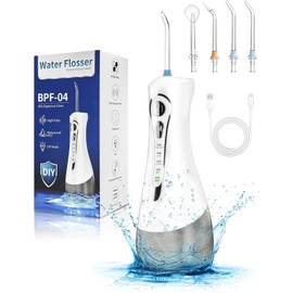 Munddusche für Zähne Pick: 4 Modi Kabellos Tragbare Oral Irrigator 320ML Größeren Tank 6 Düsenspitzen Wasser Zahnreiniger IPX7 Wasserdicht Wiederaufladbare Water Flosser für Home Reisen