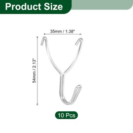 sourcing map 10Pcs Pegboard Hooks, Stainless Steel 1.6 Inch Spacing Peg Board Display Hook Metal Hanging Organizer Accessories for Garage Office Kitchen Store, Silver