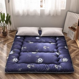 Japanese Floor Mattress Futon Mattress, Thicken Tatami Mat Sleeping Pad Foldable Roll Up Mattress Dormitory Mattress Pad Floor Lounger Pillow Bed (Vivid-Space Adventure, 150 x 200 cm)