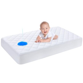 Yoofoss Waterproof Cot Bed Mattress Protector 120 x 60 cm Breathable Toddler Bed Mattress Protector Comfortable Noiseless White