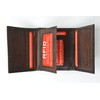 Mens Trifold Leather Wallet RFID Blocking Brown Marshal New