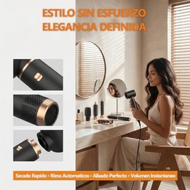 Cinco en Uno Estilizador de Cabello, Iones Negativos Multiestilizador de Cabello, 3 Temperatura y Velocidad Ajustable para Rizar Voluminizar y Alisar,