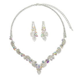 [AN SHU] Anshoe Aurora Coating Rhinestone Necklace for Weddings, Weddings, Parties, Metal Rhinestone, No Gemstone