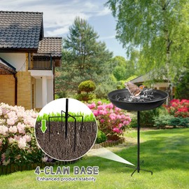 Bird Bath Standing for the Garden, Bird Bath, Winterproof, Large with Ground Spike, Spa Bird Feeder for Balcony, Patio, Yard, Lawn, Wild Bird Bath, Metal, Removable Decoration, 4 Spiky Feet