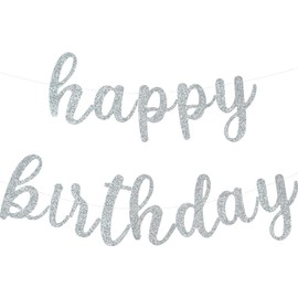 TONIFUL Silbrig Happy Birthday Banner.NO DIY-rote Geburtstagsparty Banner in Skript-vorgestrandete rote Glitter Geburtstag Girlande Ready to Use rote Geburtstagsparty Dekorationen für Dekor