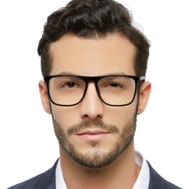 MARE AZZURO Reading Glasses Men Fashion Reader 4.0 Square Eyeglasses +4.00 with Spring Hinge for Big Face