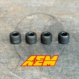 AEM 1/8" NPT Plug Pipe Fitting Counter sunk Internal Hex Male Pipe Black (4)