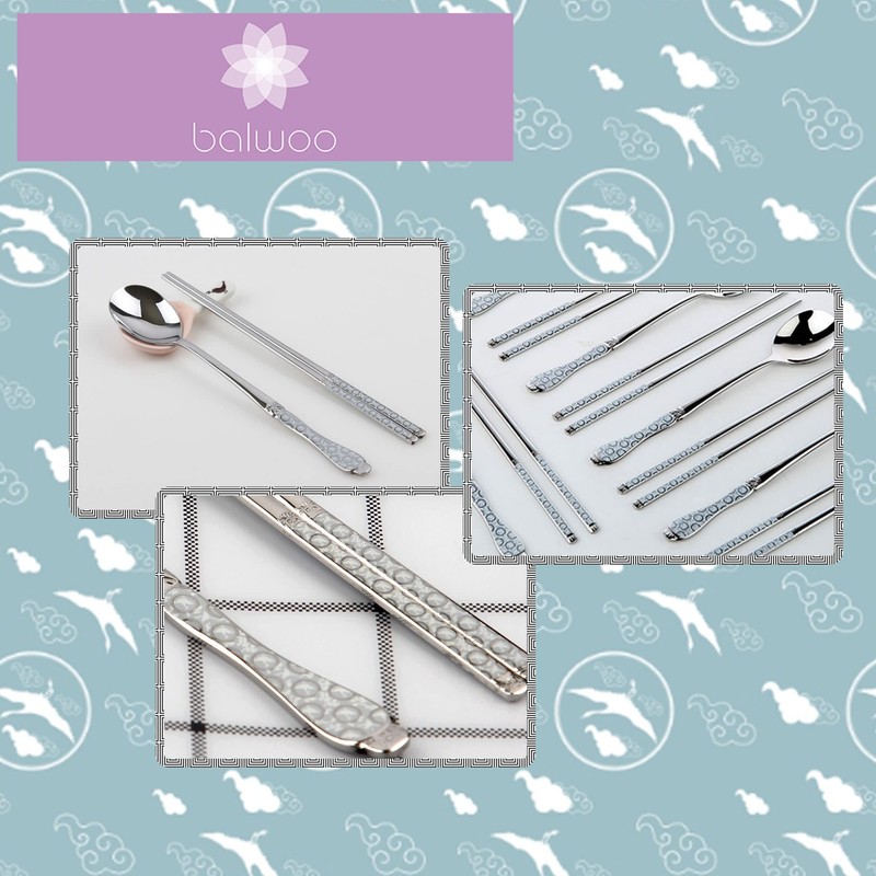 BALWOO Chopsticks [Made in Korea][5 Sets] 430 Premium Stainless Steel