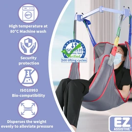 EZ Assistive Universal Full Body Patient Lift Sling for Patient Lift or Transfer, Lift sling with Mesh Fabric Suitable for Bedridden,Elderly or Disabled to Bathing (Large)