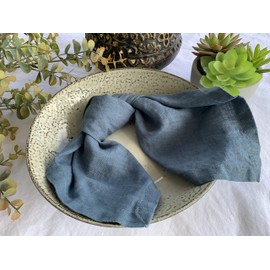 Linen Napkins –100% French Flax – Stonewashed Pure Linen Cloth Napkins - Size 45 cm x 45 cm – Set of 4 (Soft Teal Blue)