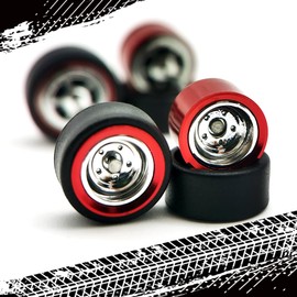 1/64 Wheels for Model Cars with Rubber Tires Metal Rims Electroplating Sliver Spoke with Various Electroplated Metal Colored Rim Refitting Parts for Real Riders Diecast Cars Model Cars(FG00025