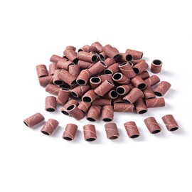 100 PCS Nail Sanding Bands, Grit Sanding Sleeves, 180# Grit Nail Files, Sanding Caps, for 3/32 Shank Inch Nail Drill Bits, for Manicure Nail Care Nail Design