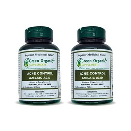 Green Organic Supplements Green Organic Supplements Acne, Azelaic Acid, 90 VCaps, High Absorbable, Non-GMO, Gluten-Free, (Pack of 2)